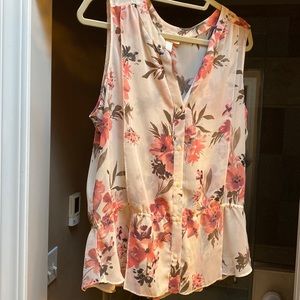 Romantic Sheer sleeveless, v neck button front